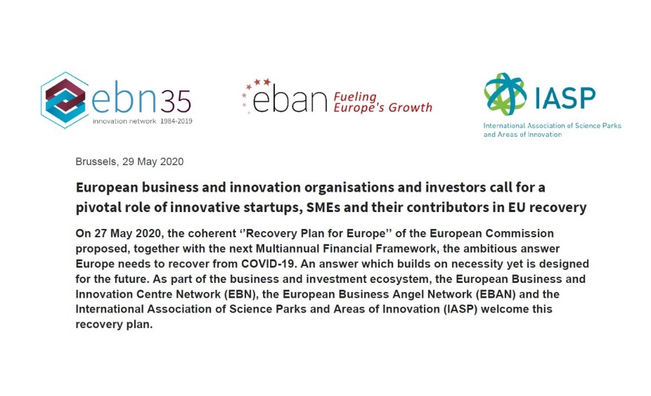 European business and innovation organisations and investors call for a pivotal role of innovative startups, SMEs and their contributors in EU recovery